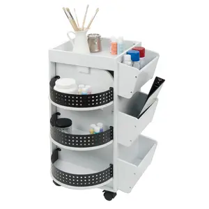 4-Sided Swivel Mobile Organizer Cart for Craft, Sewing and Hobby Storage Black/White 10220