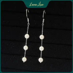 LavaJewelry Minimalist Pearl Earrings, Pearl Earrings, 925 Silver Earrings for Women