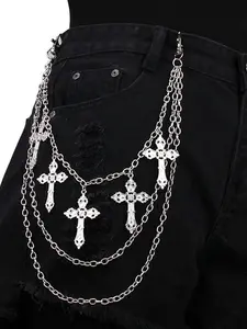 Punk jeans chain multi-layer cross pendant waist bag, personalized, popular clothing accessories, Body Jewelry