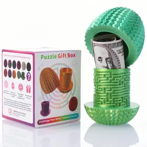 Maze Egg Money Puzzle Box - Hidden Compartment Brain Teaser Toy with 4 Logic Challenges - Portable Travel Sensory Activity for Kids & Adults, Graduation Birthday Gift