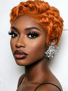 pixie cut wig pixie wig 13x4 lace  black  color short curly human hair wig daily party cosplay gift use hair wig for women  Party holidays gift wig Stylist Friendly Wig