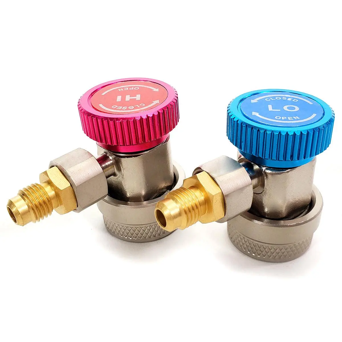 XtremepowerUS A/C Air Condition QUICK COUPLER Adapter High Low Manifold Gas Brass Construction Color Coded Connectors for R134 Service Ports