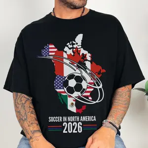2026 Soccer North America Shirt, USA Canada Mexico Football Tee, World Tournament Fan Shirt, Soccer Lover Gift, Unisex Sports Graphic T-Shirt, Gildan Unisex, Premium Quality Cotton, Soft Touch, Feels Like a Favorite