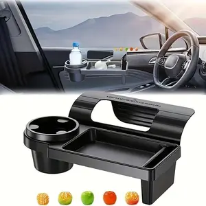 Car Door Side Organizer with Cup Holder & Phone Slot - Durable Plastic Storage for Window Panel Ideal Daily Use Auto Accessories, Car Organizers, Car Organization Supplies