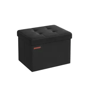 SONGMICS Small Folding Storage Ottoman, Linen-Look Fabric SONGMICS Small Folding Storage Ottoman, Linen-Look Fabric