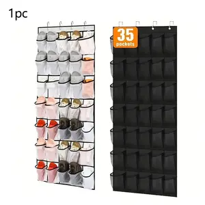 Over the Door Shoe Organizer, 35 Grid Transparent Hanging Shoe Storage Bag, Wall Door Mount Shoe Holder, Home Organization Rack