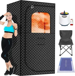 Upgraded Sauna Box for Relaxation, Detoxification, Portable Steam Sauna for Home with Steamer, 9 Levels, 2.6’ x 2.6’ x 5.9’