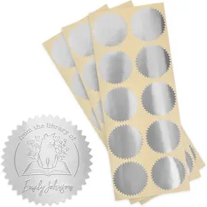 1.75" Self Adhesive Glossy  Seal Labels for , Library, Notary Embossing Seals - 100 Count