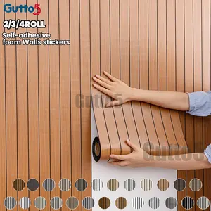 3D Wall Decor, Thickened Wood Grain Grid Vinyl Wallpaper, Self Adhesive Wallpaper, Texture Wall Art, Peel and Stick, Suitable for Bedroom and Living Room, Indoor Background Wall