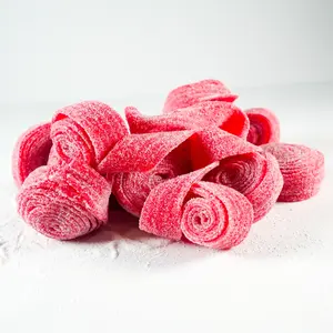 Strawberry Rolls - Sweet & Tangy Fruity Spirals with Light Sour Sugar Coating - Vegan & Gelatin-Free Chewy Treats for Kids Teens & Nostalgic Adults