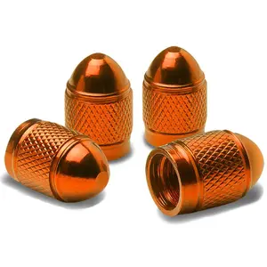 4pcs Universal Tire Wheel Bullet Style Dust Caps Air Stem Cover For Cars Trucks - Orange