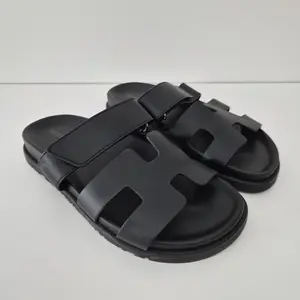 Hermès Chypre Sandals Calfskin Black US 6  / EU 36