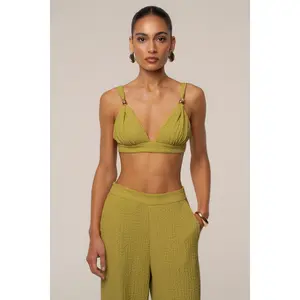 Lime Dockside Crepe Knit Bralette