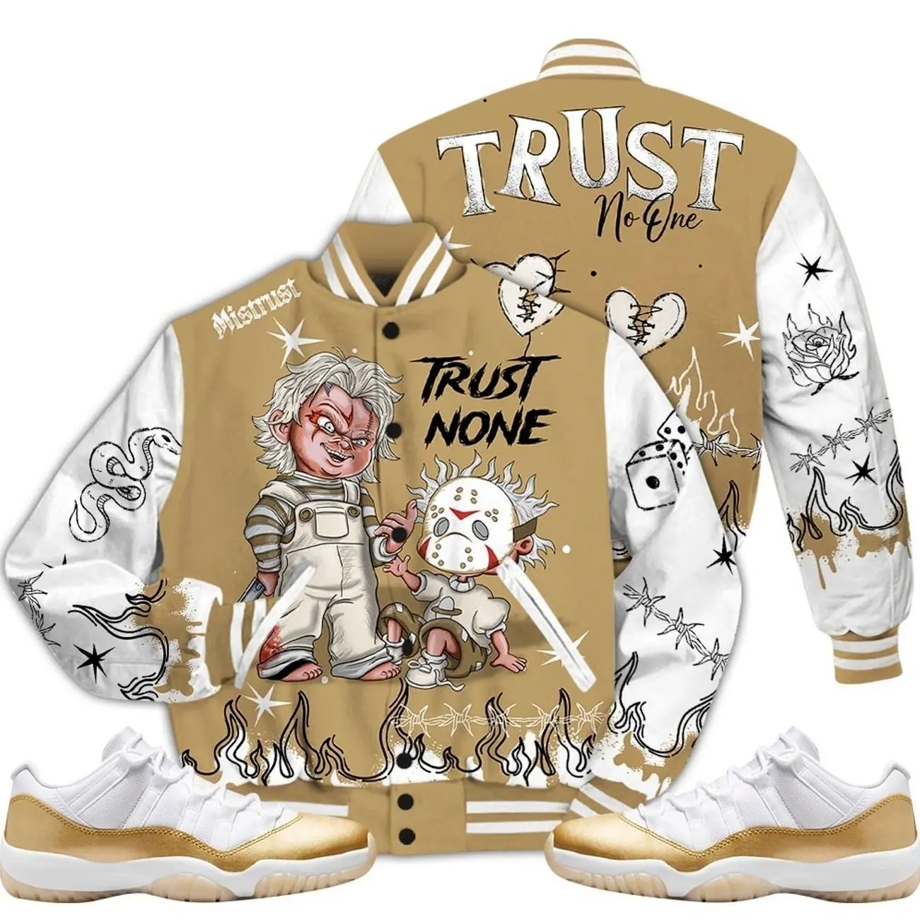 Low Mother Day 11s Outfit Varsity Jacket, Scary Trust No One Shirts To Match Sneaker Streetwear