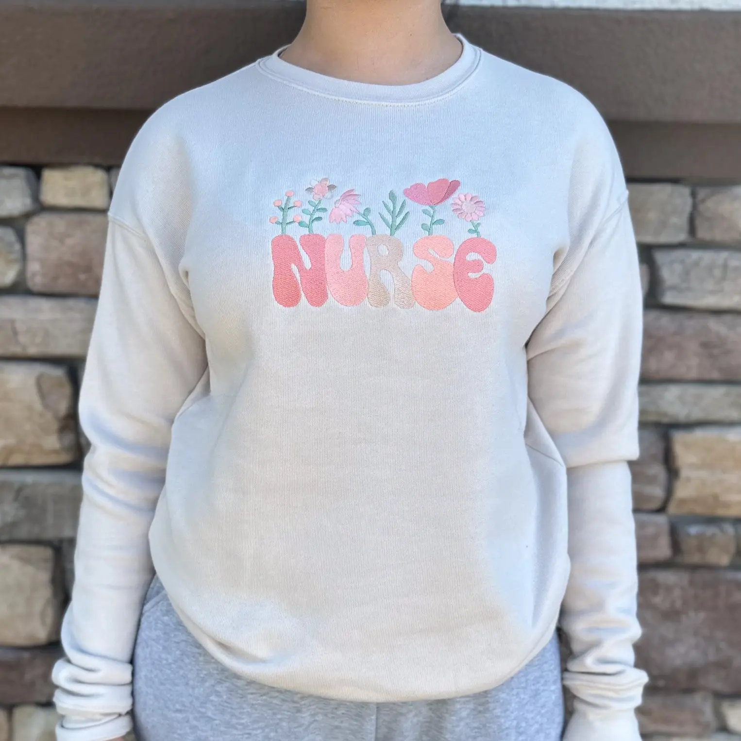 Embroidered Nurse Sweater: High-Quality Cotton Blend