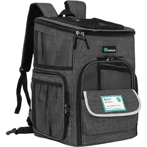 Dog Backpack Carrier, Airline Approved Cat Backpacks for Carrying Small Large Cats, Pet Carrier Back Pack, Ventilated Soft Sided for Travel, Hiking, Camping, Max 18 Lbs, Charcoal