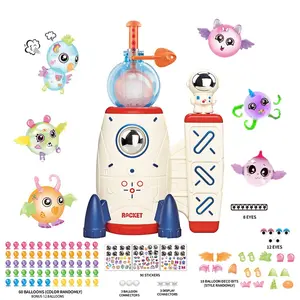 DIY Sticky Balloon With Pump, Re-Usable Decors, Magical, Model bouncy balloon kit multiple sculptures for kids toy, 60 Balloons, 100+ Accessories, balloon space rocket toy, Party fun activities