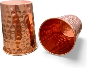 Set of 2 Pure Copper Cups For Drinking Water Glasses Tumblers Glass for Ayurveda Health Benefits Drinkware Stylish glasses