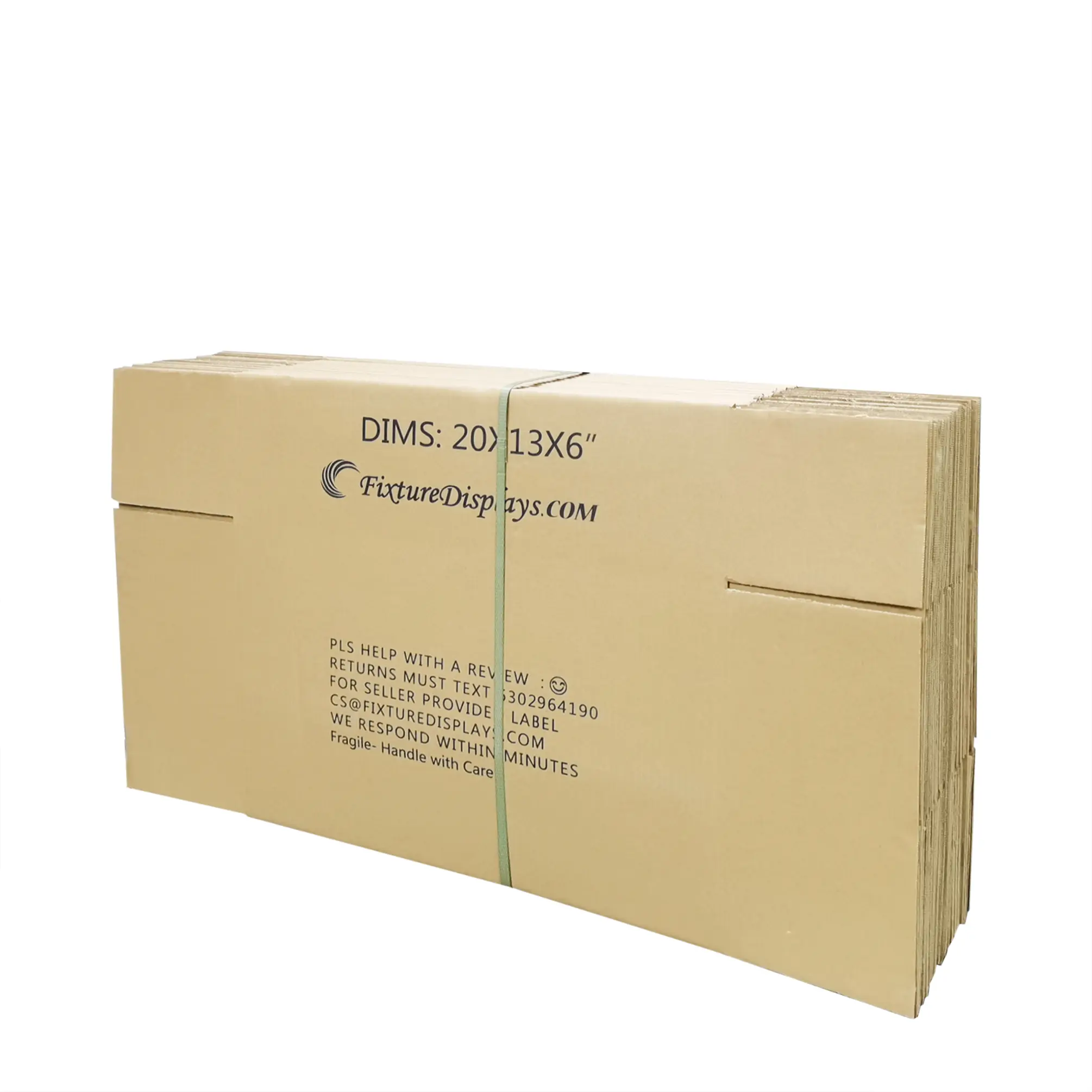 FixtureDisplays® 20 Pack 20 X 13 X 6" Printed Shipping Boxes, Singlewall B Flute Cardboard Box for Shipping, Mailing, Packaging and Storage, Custom Size & Print Welcome 20X13X6-20PK-NF