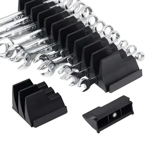 42-Tool Magnetic Wrench Organizer, Tool Box Organizer, Wrench Holder for Tool Drawer Storage - Wrench Rack with Metric & SAE Label. Gift for Father, Brother and Boyfriend (Black)