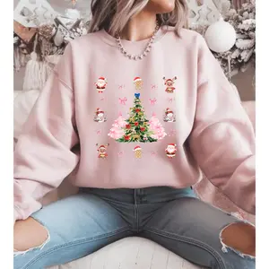 Coquette Christmas Sweatshirt | Pink Bows, Santas, Gingerbread | Soft Girl Crewneck | Festive Holiday Sweater, Unisex Top, Xmas Jumper,