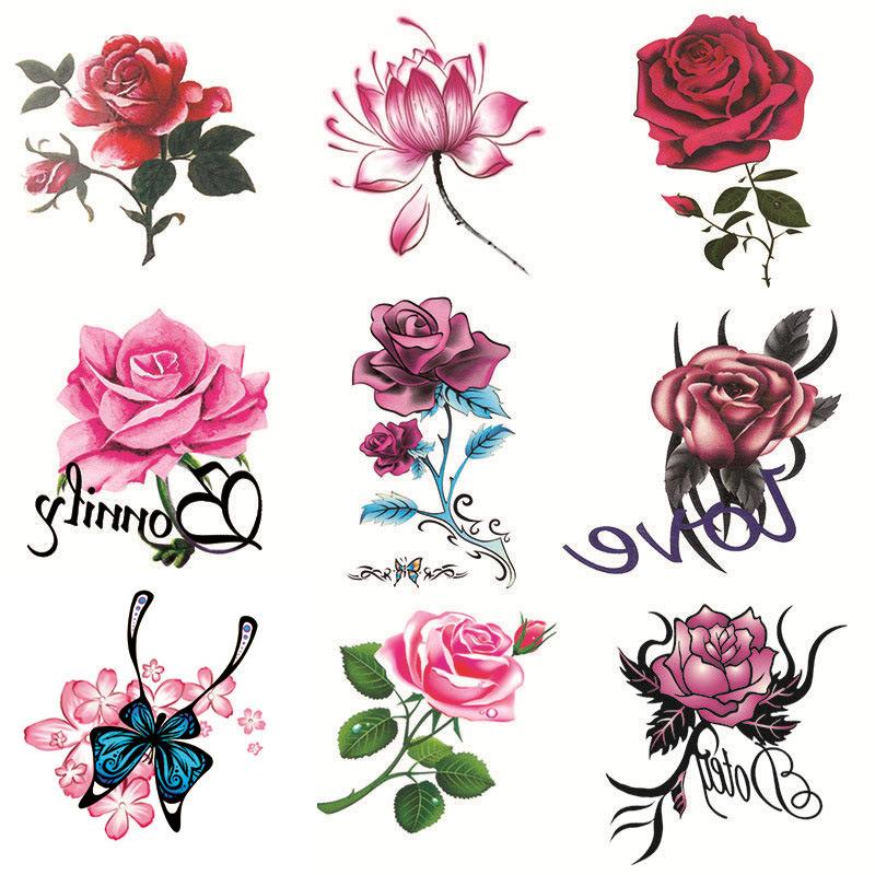 66 Sheets Flowers Temporary Tattoos Stickers, Roses, Butterflies and Multi-Colored Mixed Style Art Temporary Festival Props for Women, Girls or Kids Festival Accessories