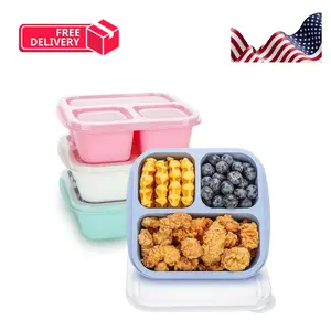 Bento Lunch Box Containers, 4 Pack 3 Compartments