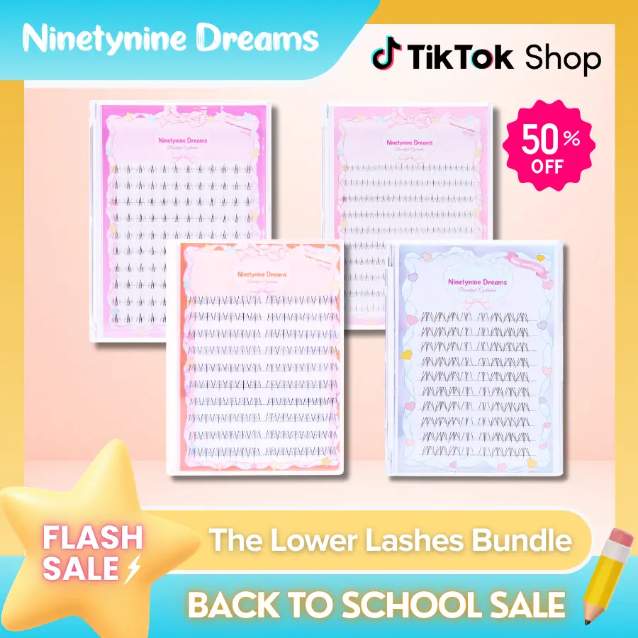 Ninetynine Dreams Lower Lashes Bundle (4 Styles, 440PCs Included) | Natural to Dramatic Bottom Lashes Collection — C Curl Ultra-Thin Band Soft Lightweight Bottom Lash Clusters, Beginner Friendly Makeup Essential DIY Bottom False Eyelashes Cosm
