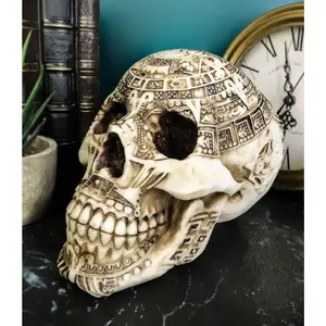 Ebros Aztec Nahuatl Codices Mexica Mesoamerican Calendar Tattoo Skull Decor Statue