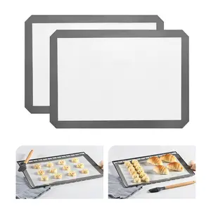 2 Pcs Silicone Baking Mat, 16.5"x11.6" Non Stick Reusable Silicone Cooking Mat, BPA Free Baking Sheet for Cookies, Macarons Bread & Pastry, Toaster Pad