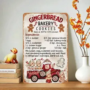Vintage Christmas Gingerbread Bakery Aluminum Sign Rustic Metal Wall Decor For Home Bar Outdoor Spaces Metal Tin Sign Crafts Ornaments Decoration