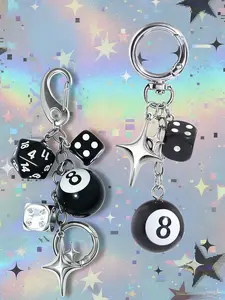Cute Dice Keychain Set, 2pcs Bag Charm Accessories, Y2K Aesthetic Style, Unisex Key Ring for Handbags & Purses
