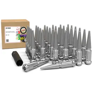 32 M14x1.5 14x1.5 Thread Spiked 4.4 Long Lug Nuts Chrome Truck Spline Fits 1999+ Chevy Silverado Gmc Sierra 2500 3500 | Ford 2005+ F250 F350 2011+ Ram