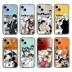 Colorful Background Haikyuu Hot Anime Phone Cases For iPhone 17 Promax Pro Air 16 Plus 15 14 13 12 Transparent Shockproof Protective Cover Gift For Birthday Christmas Cellphone Smartphone