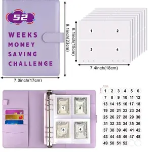 52 Week Envelope Money Savings Challenge Binder. A5 Money Savings Planner Cash Envelope Budget Binder.