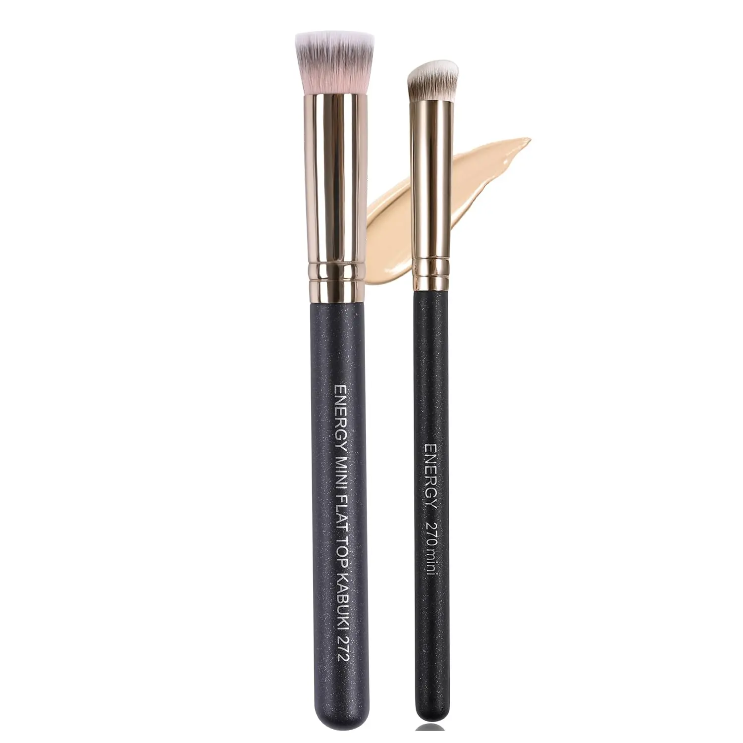 ENERGY Concealer Brush Set - Mini Flat Top Kabuki Brush Slant Concealer Brush for Eyebrows Eyeshadow under Eye Setting Powder for Liquid Cream Powder Blending Xing Yuan