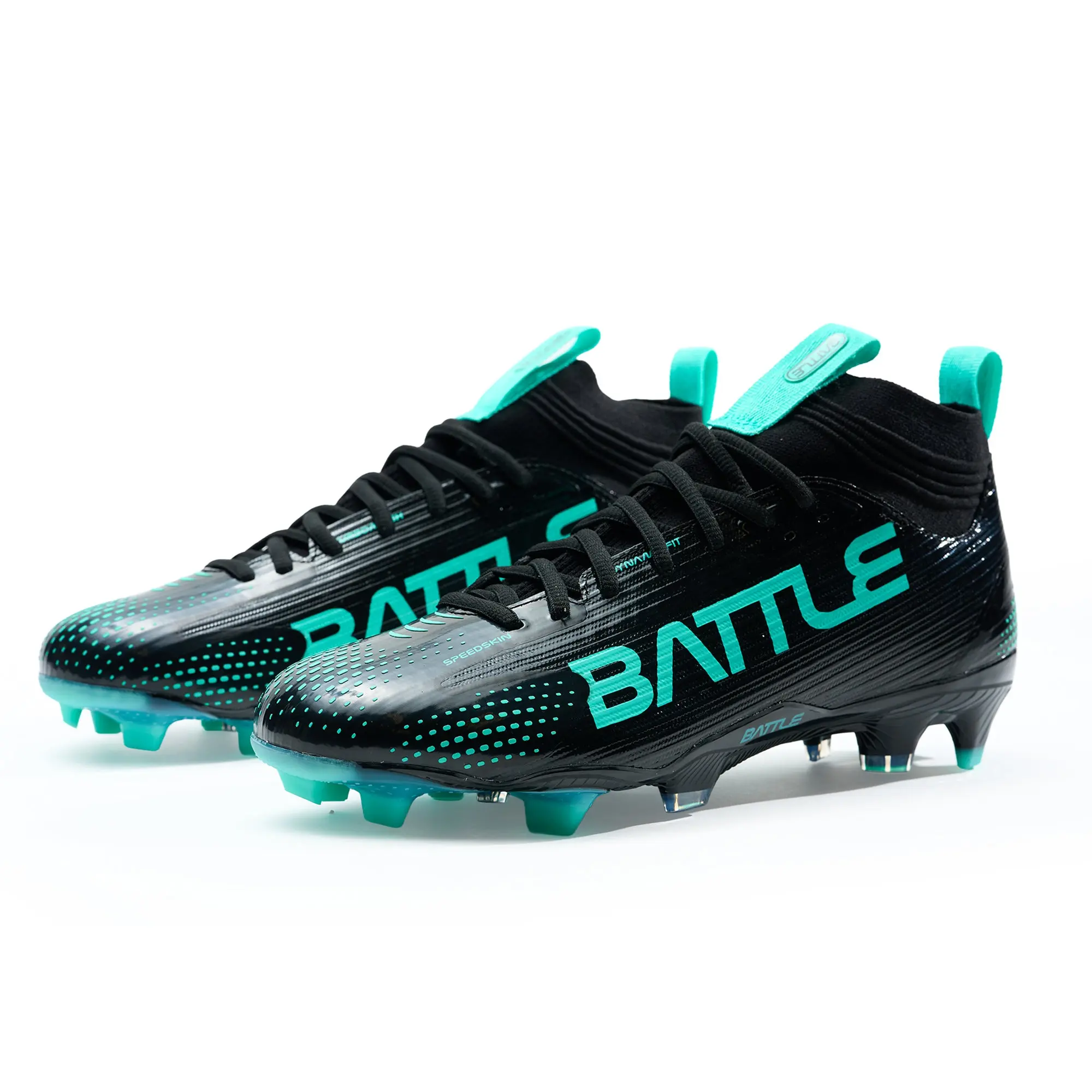 AstroFly Battle Cleats - White with Neon Green Laces - Elite Speed
