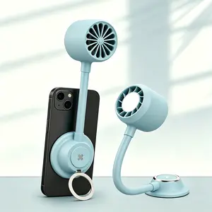 Magnetic Phone Fan — Mini Portable Fan (with Finger Ring Stand & LED Night Light), 3-Speed ​​Settings, USB Rechargeable, Compatible with iPhone 16/15/14/13/12 Series — Ideal for Summer Outdoor Travel, Office, and Personal Use