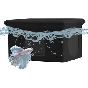 Floating Betta Fish Hammock Cave House for Aquarium,  Printed Betta Shrimp Feeder & Hideout Cave Toys, Small Aquarium Feeding Ring Decor, Turtle Fish  Decorations Accessories -Black