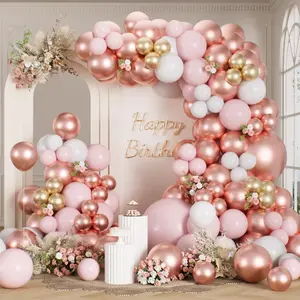 Rose Gold Balloons Arch Kit 165Pcs Different Sizes Metallic Rosegold and White Balloon Garland for Anniversary Wedding Bridal Shower Birthday Party Decorations