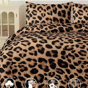3pcs fashionable leopard print bedding set, including 1 down duvet cover and 2 pillowcases, unfilled, perfect as a patriotic bedding gift and home decoration