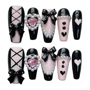 Y2K Styles Press-On Nails |   Reusable Long Coffin Manicure |   Reusable Gel Fake Nails