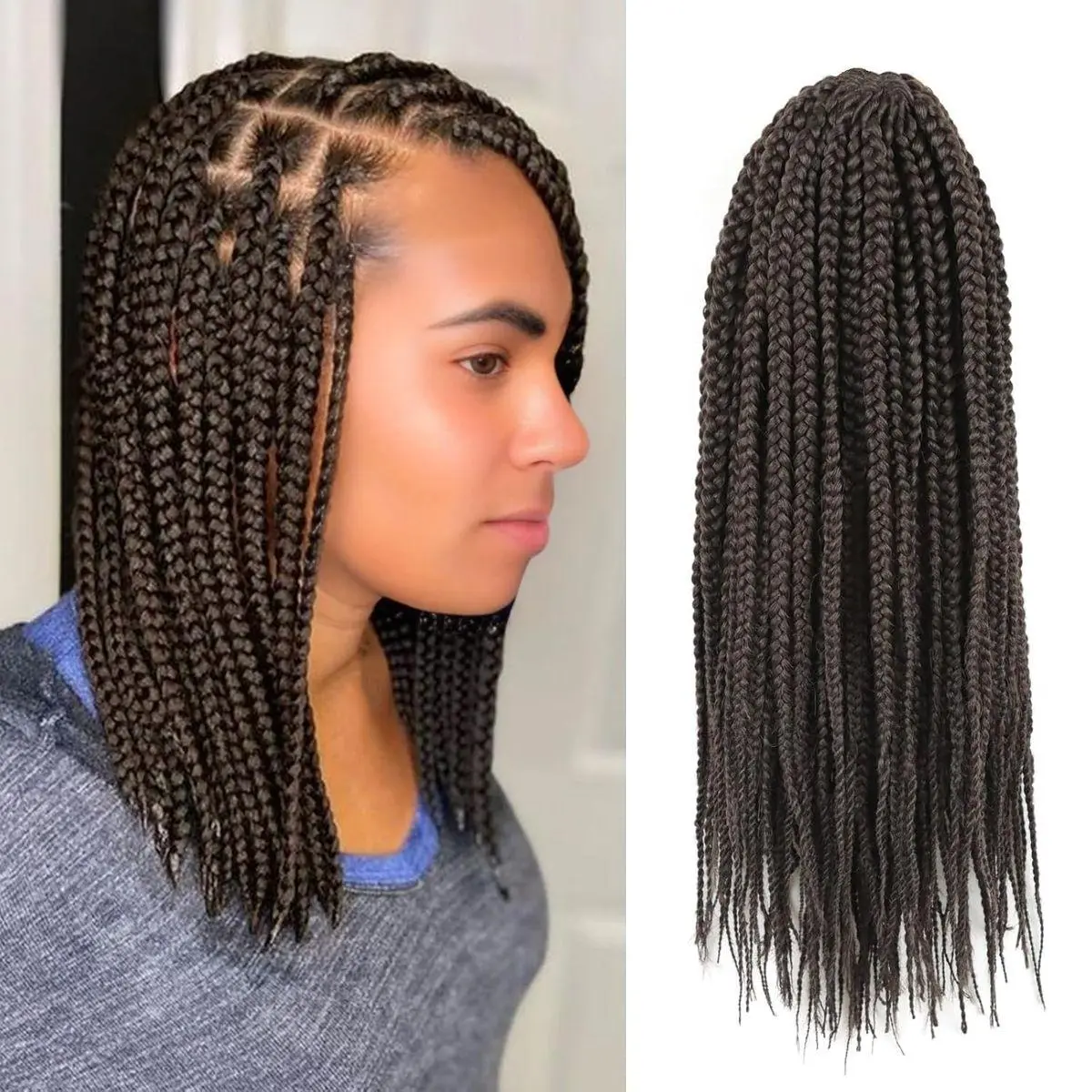 12 Inch Crochet Box Braids Pre Looped Middle Brown Box Braid Crochet Hair Straight Goddess Box Braids Crochet Hair for Women (12 Inch,7 Packs, 4)