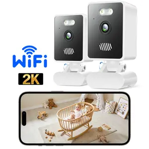 Indoor Security Camera for Baby & Elder Care, WiFi Home Camera with Night Vision, Motion Detection, Two-Way Audio, Cloud & SD Storage, Ideal for Nursery, Living Room & Elder Monitoring (2.4G WiFi)，2PCS