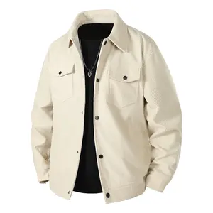 Men's Corduroy Jacket - Autumn/Winter Warm Collar Casual Coat, Multi functional Pocket and Snap Design, Machine Washable for Daily Casual Wear outfit gift