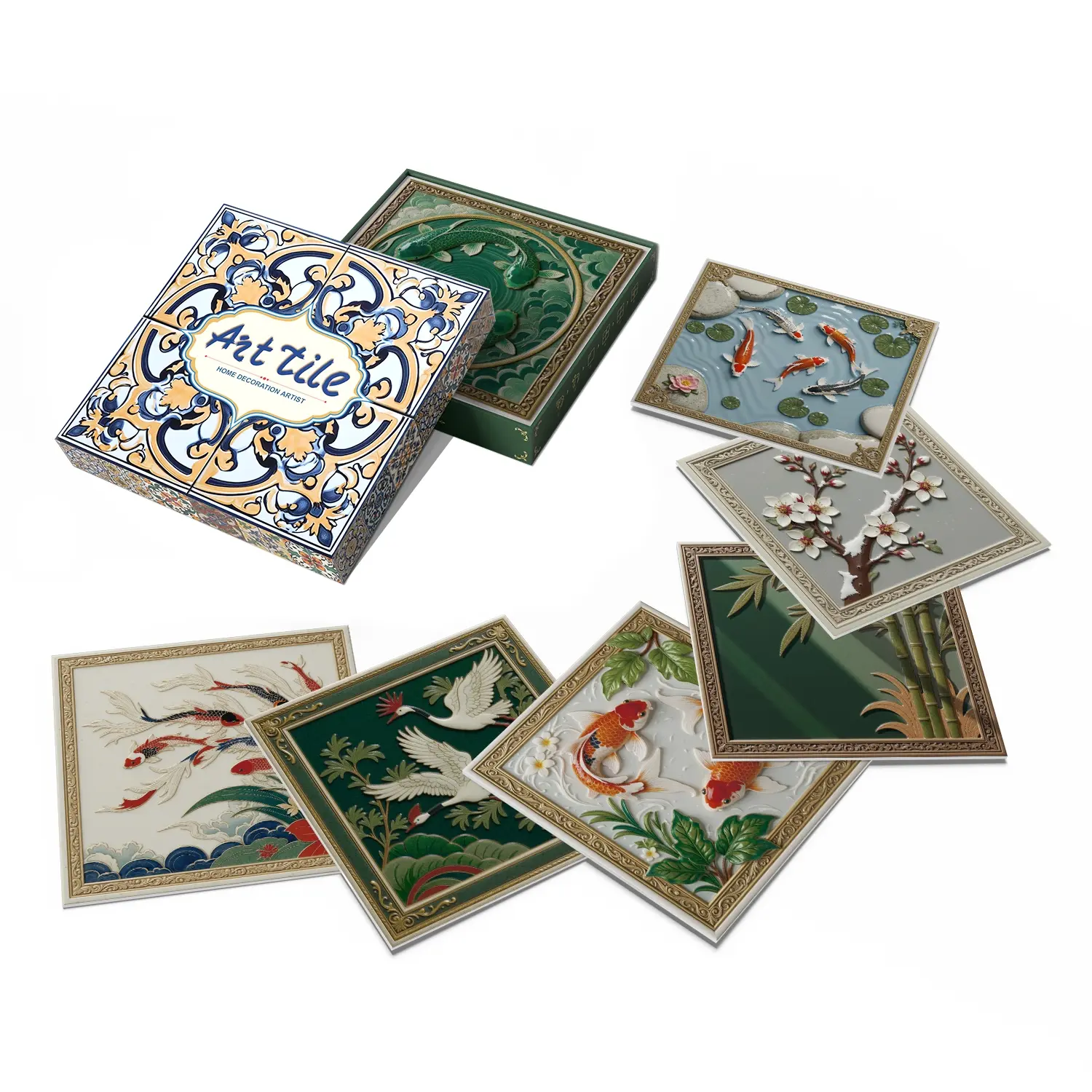 12/24pcs Retro Self-Adhesive Tile Sticker, Floral Pattern, Stain Resistant, Easy to Clean, Kitchen Splash Proof, Cabinet Upgrade