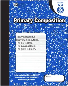 Primary Journal Composition Book Blue Marble, 100 Sheet Writing Grades K- 2 Notebook Journal Comp Notebooks for   School, 1-Pack
