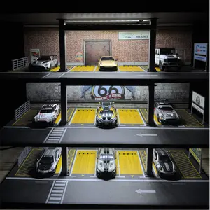 Diecast Hot Wheels Diorama 4 LEVELS STEEL FRAME PARKING LOT SCENE