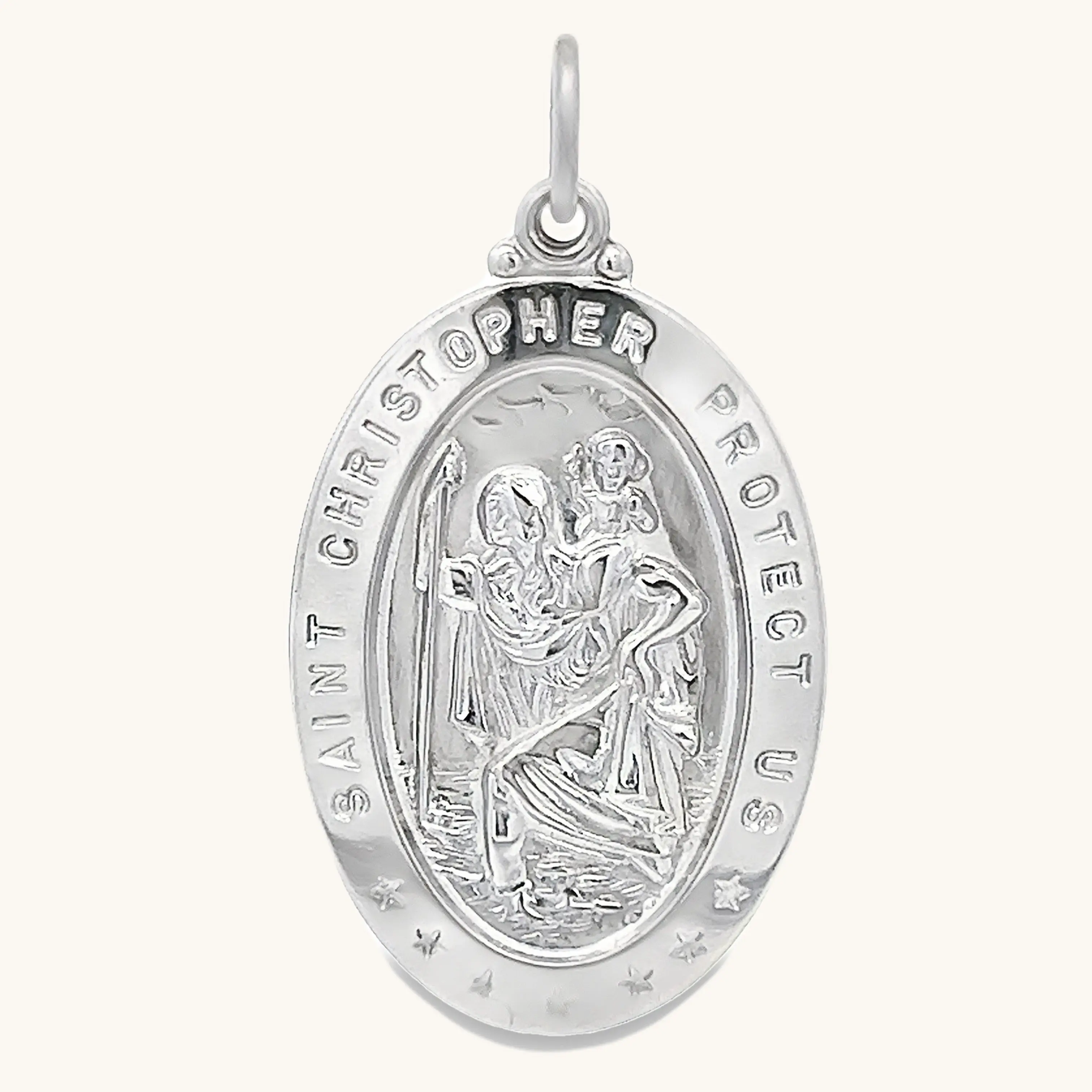 SOLID SAINT CHRISTOPHER MEDAL | OVAL