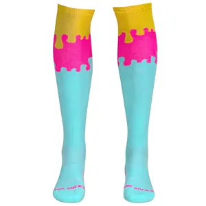 MK Socks Electro Hype Drip OTC Baseball, Football Socks - Yellow, Neon Pink, Mint